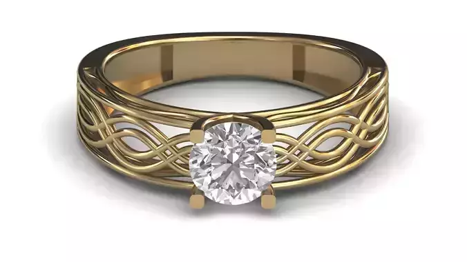 Single Stone Diamond Engagement Wedding Ring 3DM STL 6