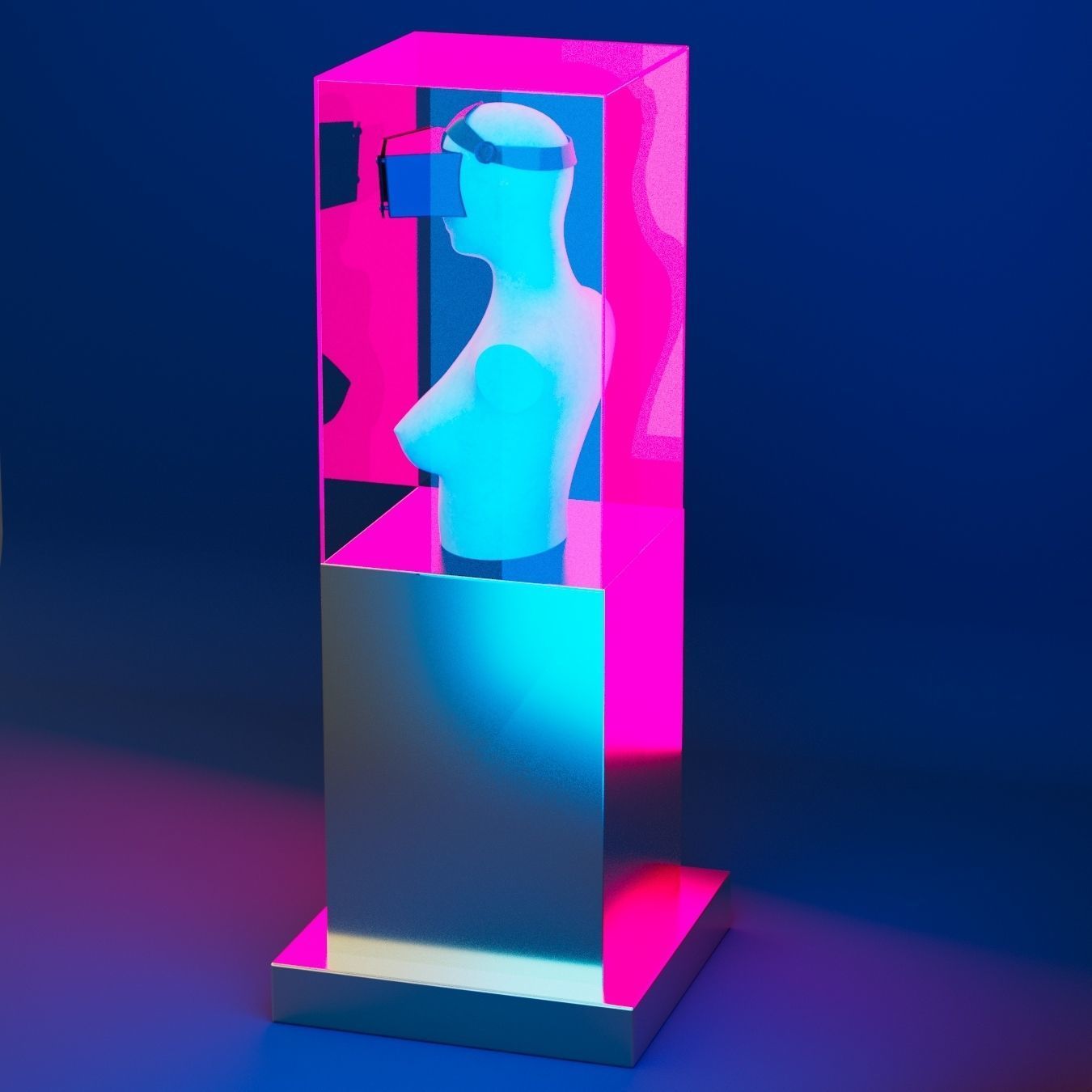 Statue Retro VR 3D model_3