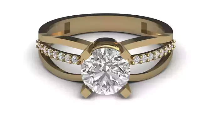 Single Stone Diamond Engagement Wedding Ring 3DM 55 3D print model