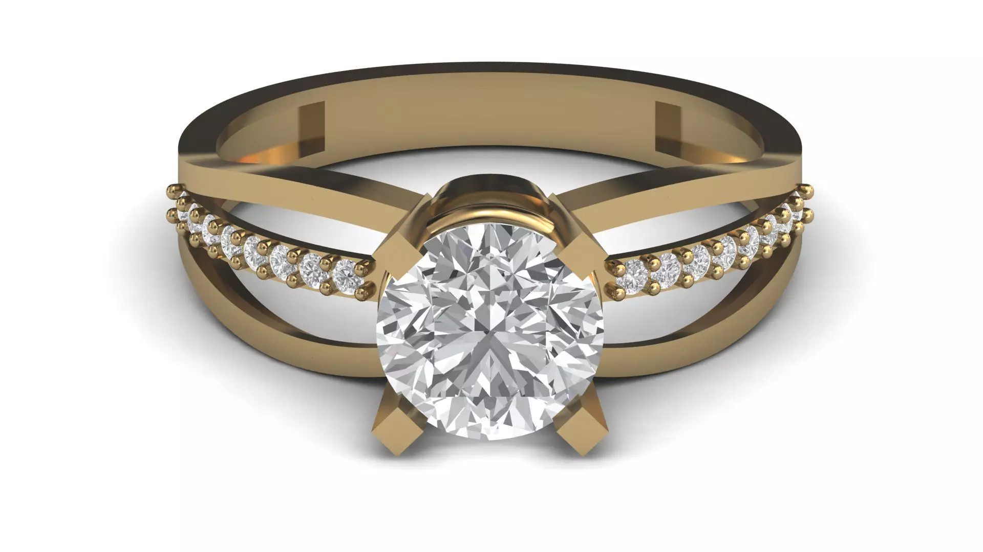 Single Stone Diamond Engagement Wedding Ring 3DM 55 3D print model_0