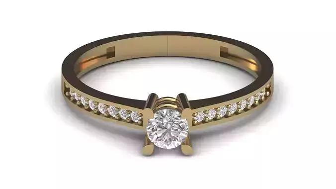 Single Stone Diamond Engagement Wedding Ring 3DM STL 53