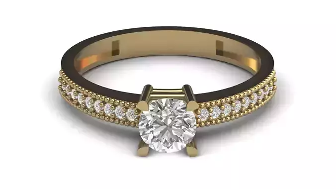 Single Stone Diamond Engagement Wedding Ring 3DM STL52