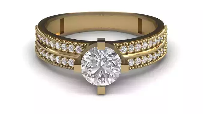 Single Stone Diamond Engagement Wedding Ring 3DM STL 50
