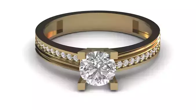 Single Stone Diamond Engagement Wedding Ring 3DM STL 49