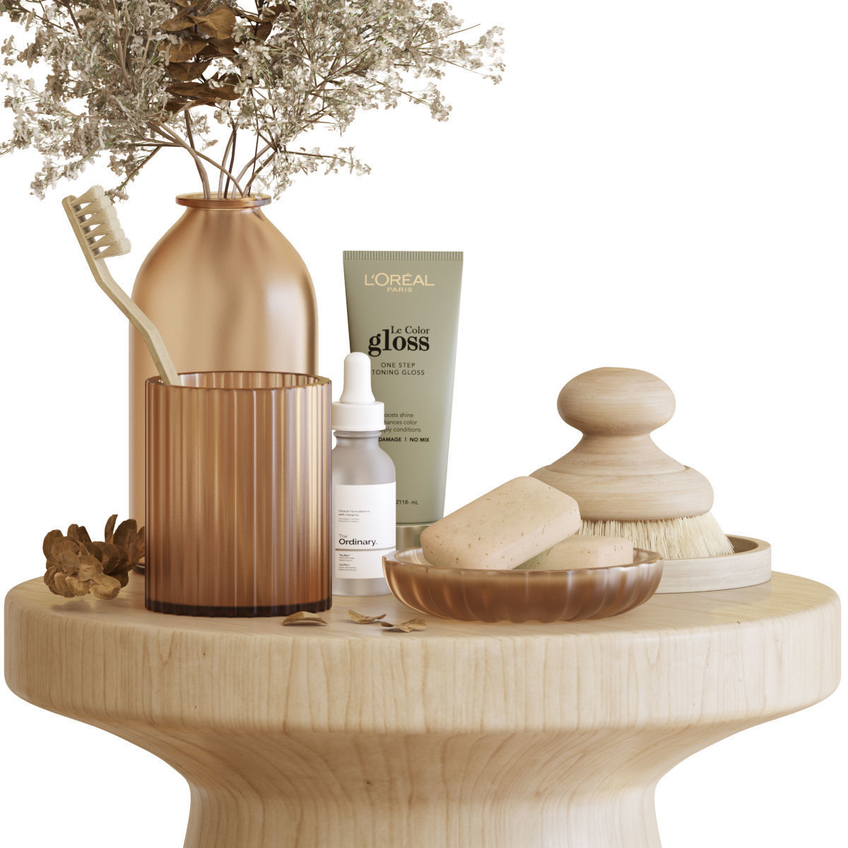 Bathroom Accessories-02-With Wooden Stools 3D model_3