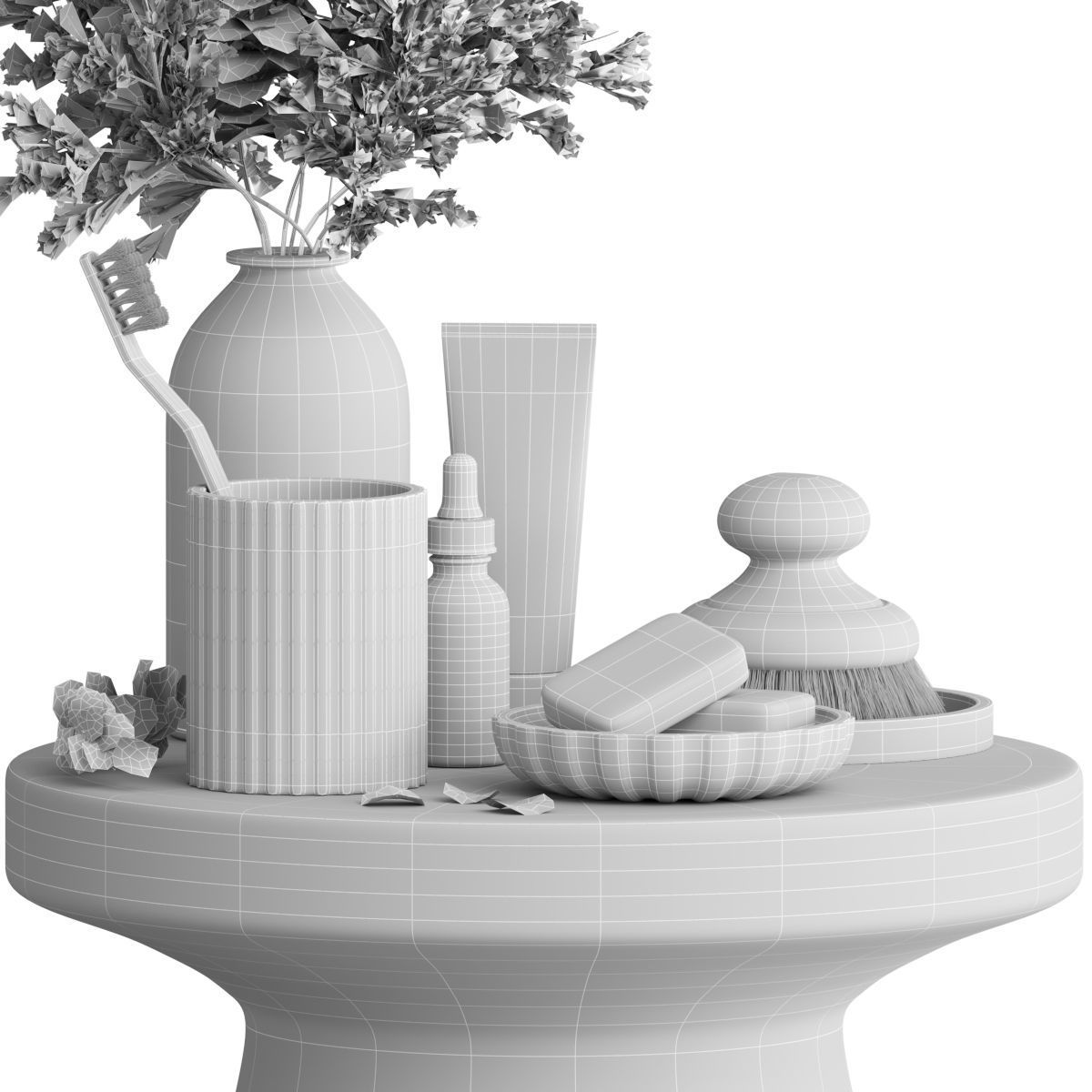 Bathroom Accessories-02-With Wooden Stools 3D model_9