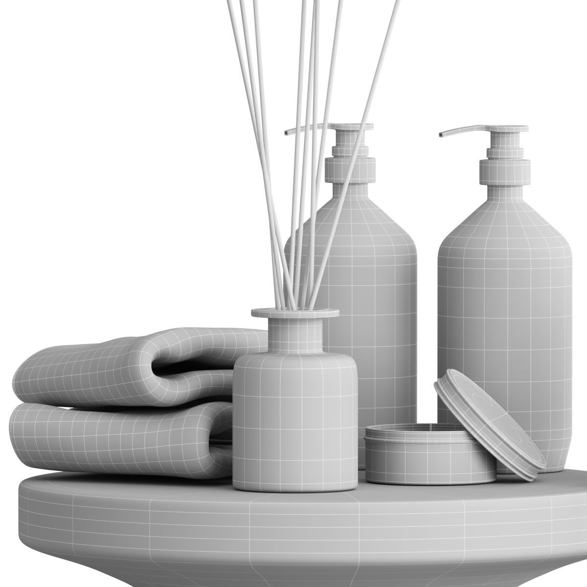 Bathroom Accessories-02-With Wooden Stools 3D model_6