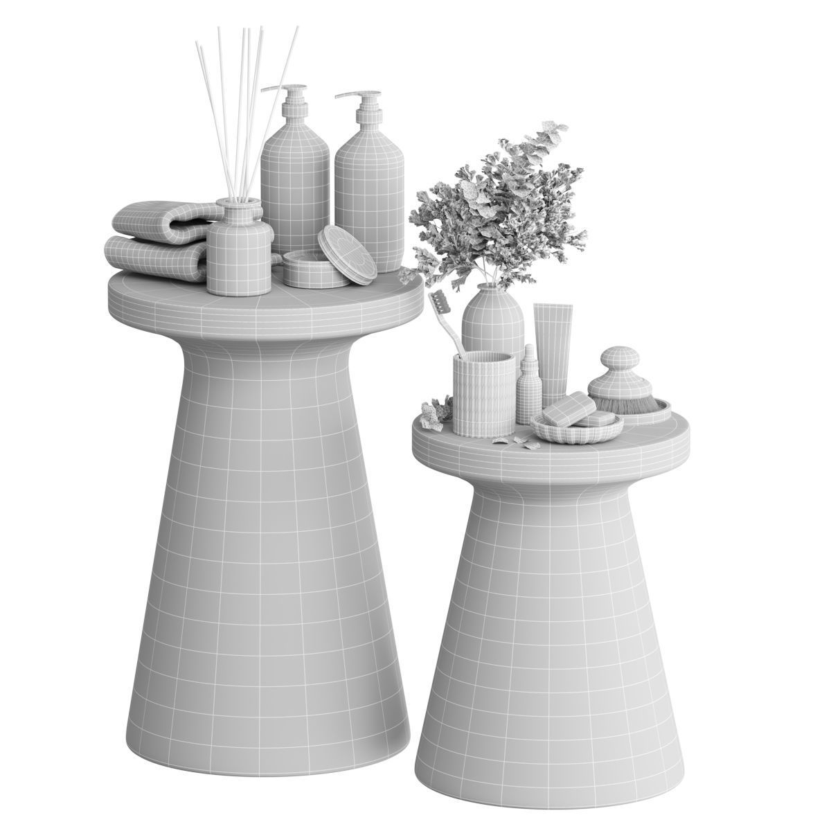 Bathroom Accessories-02-With Wooden Stools 3D model_5