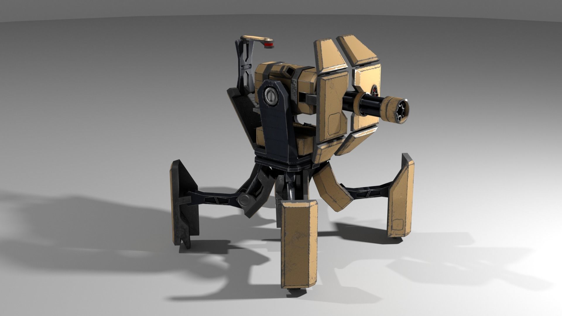 Military low-poly folding sentry gun with animation Free low-poly 3D model_3