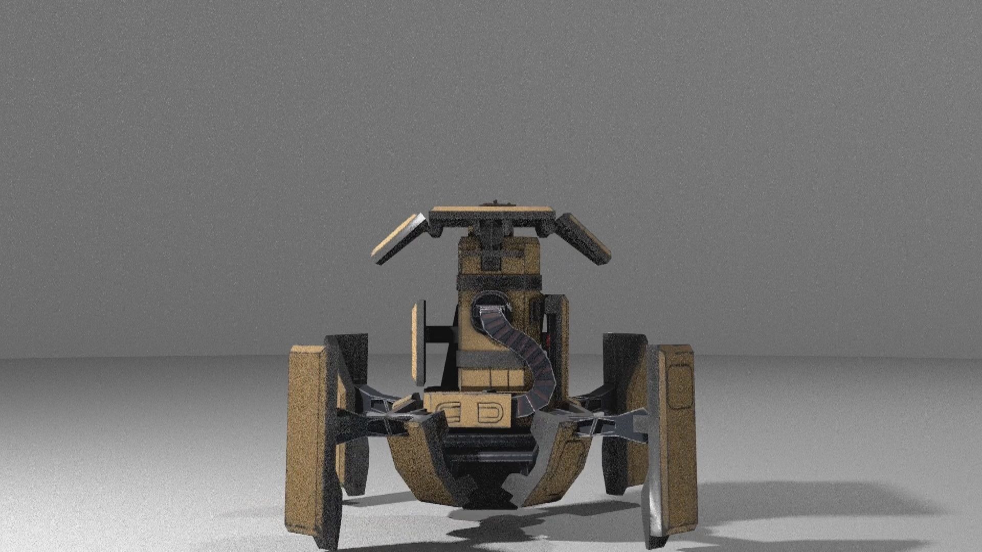 Military low-poly folding sentry gun with animation Free low-poly 3D model_9