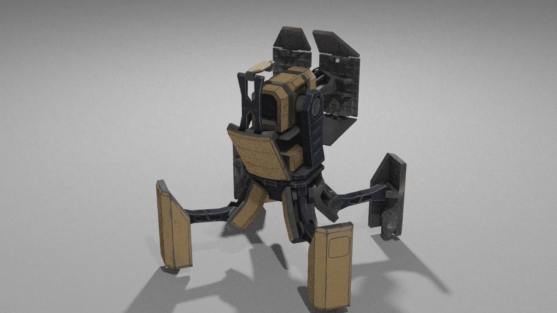 Military low-poly folding sentry gun with animation Free low-poly 3D model_12