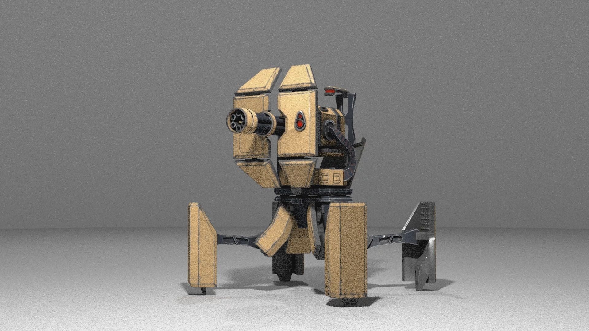 Military low-poly folding sentry gun with animation Free low-poly 3D model_7