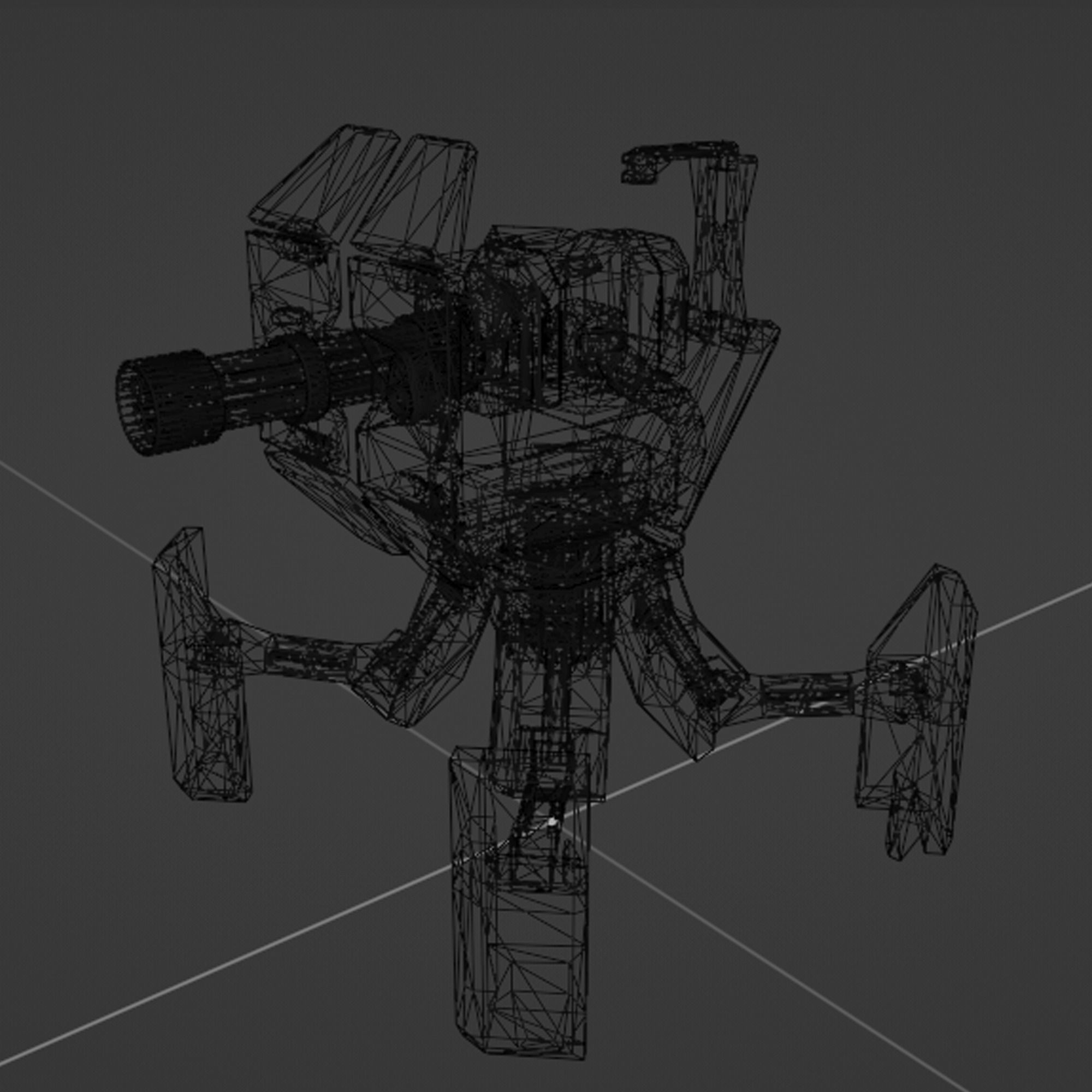 Military low-poly folding sentry gun with animation Free low-poly 3D model_13