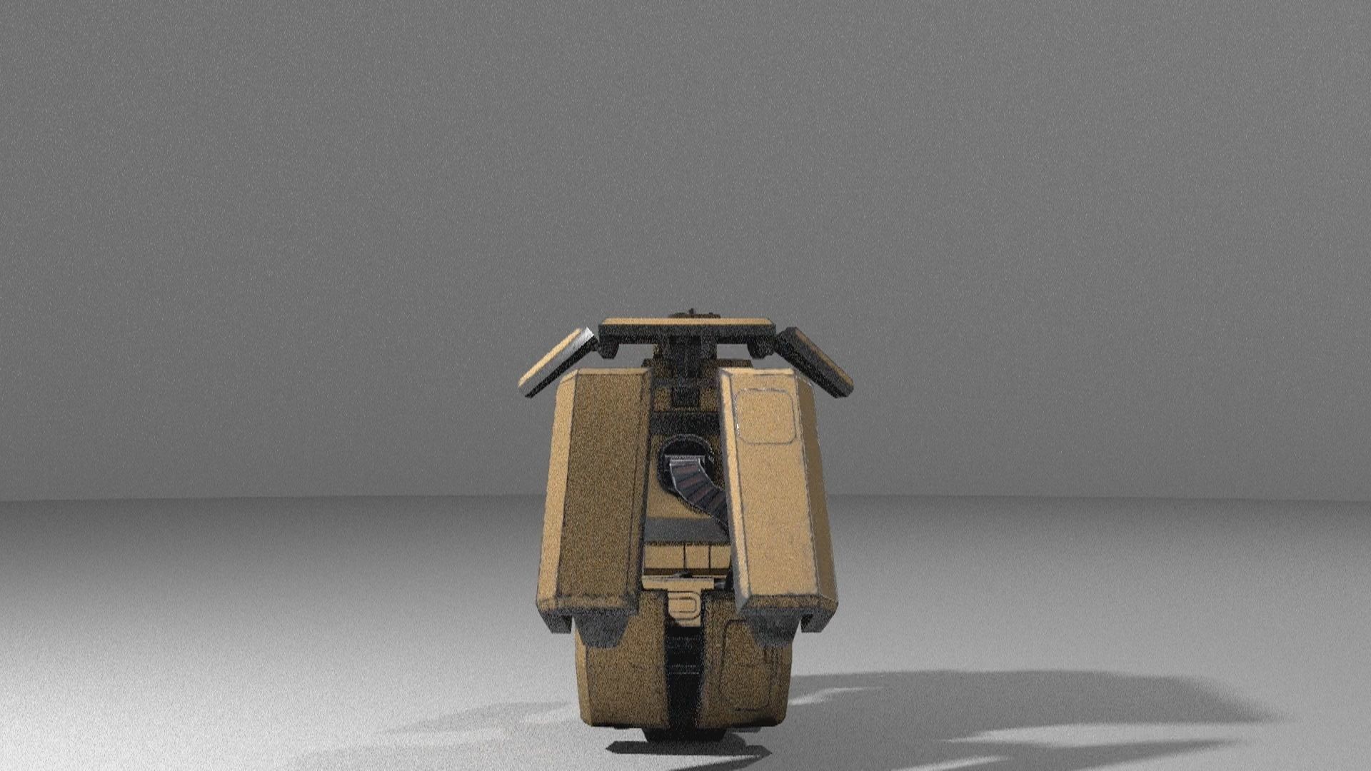 Military low-poly folding sentry gun with animation Free low-poly 3D model_8