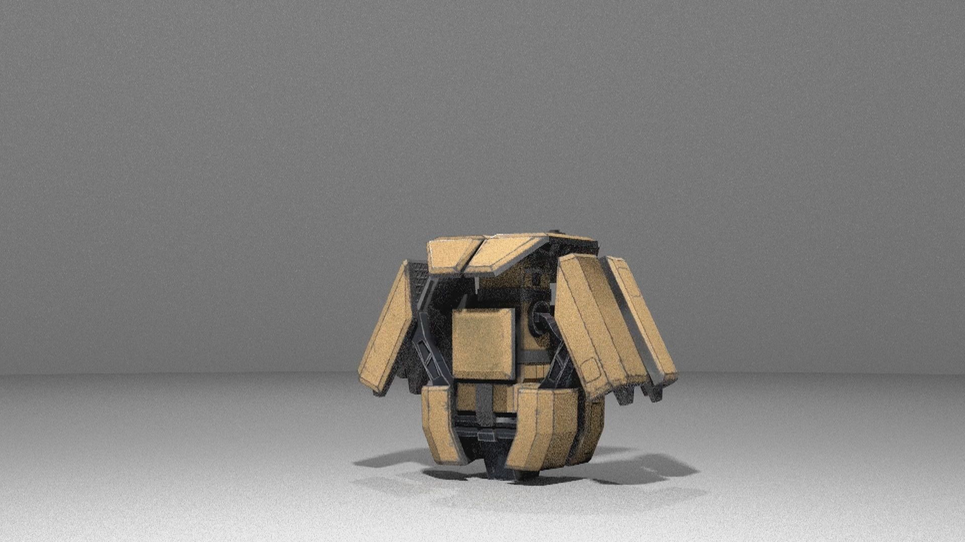 Military low-poly folding sentry gun with animation Free low-poly 3D model_4