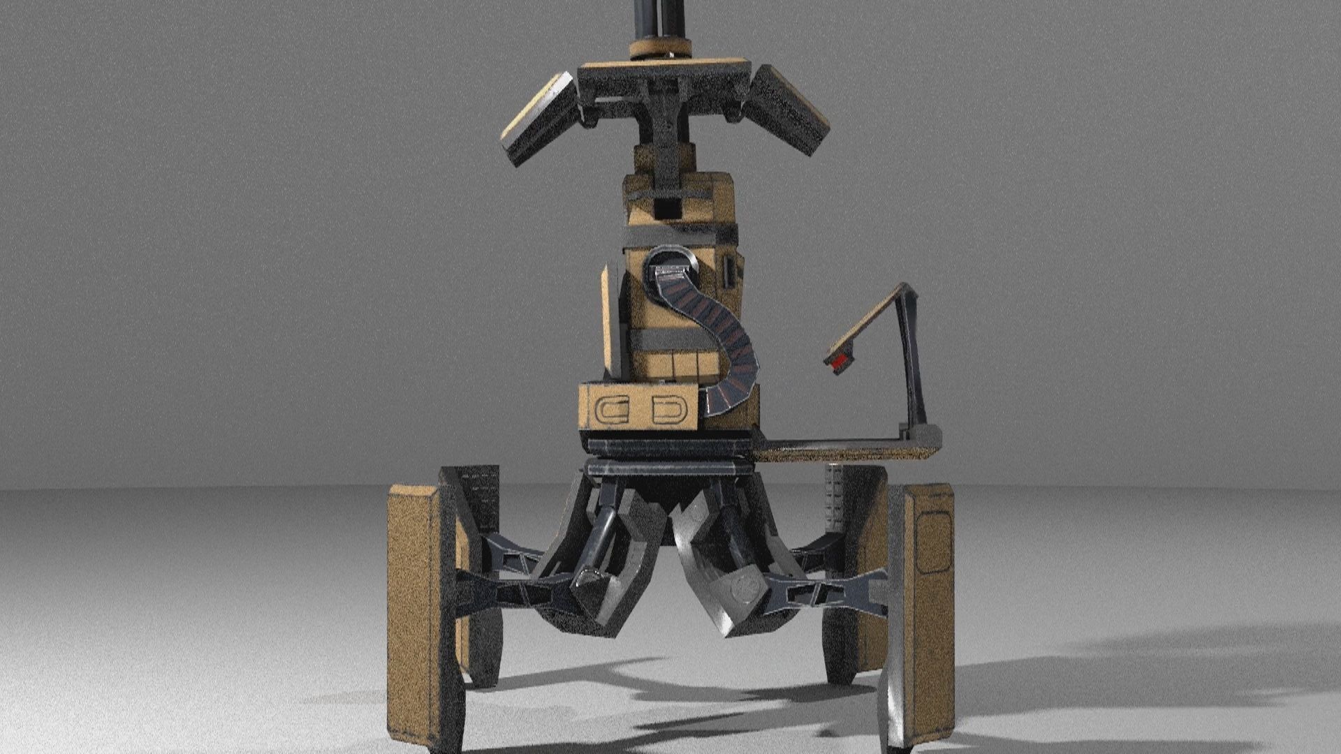 Military low-poly folding sentry gun with animation Free low-poly 3D model_10