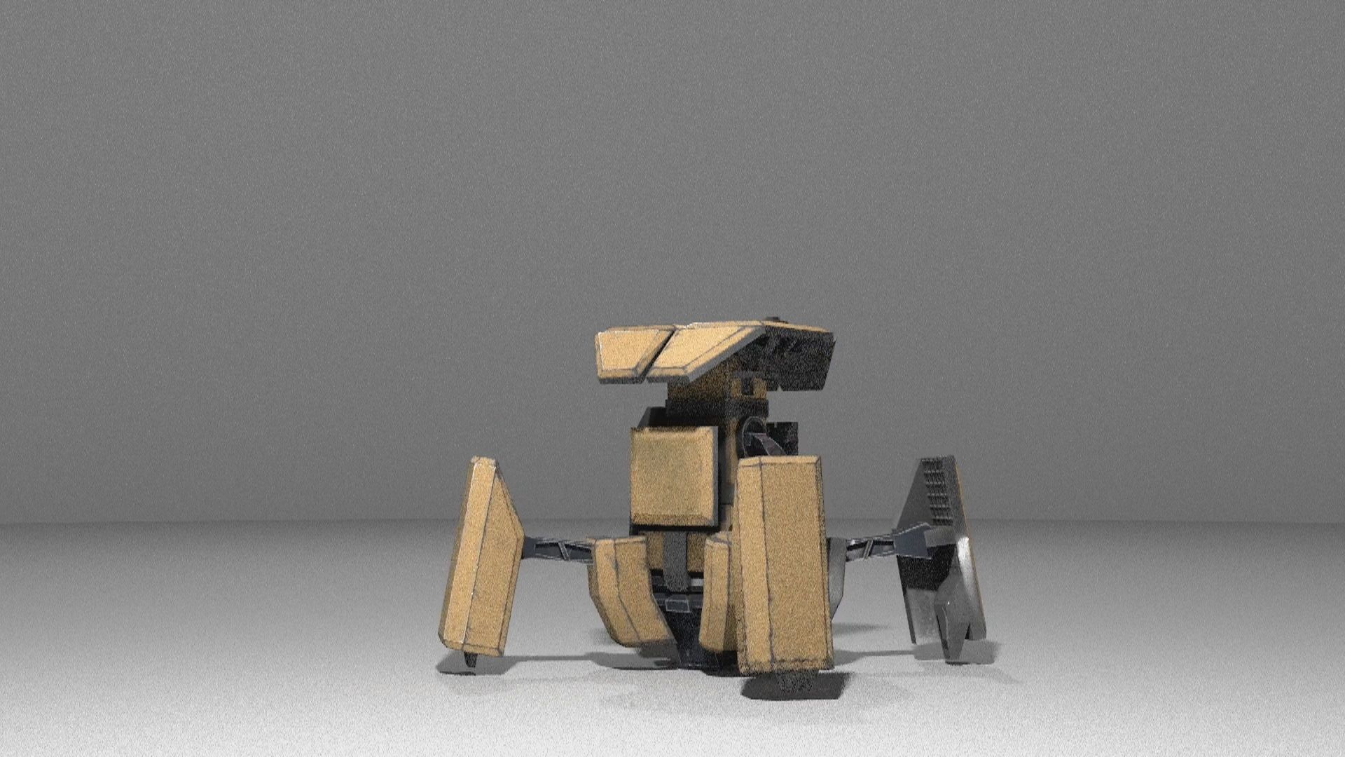 Military low-poly folding sentry gun with animation Free low-poly 3D model_5