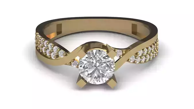 Single Stone Diamond Engagement Wedding Ring 3DM STL 46