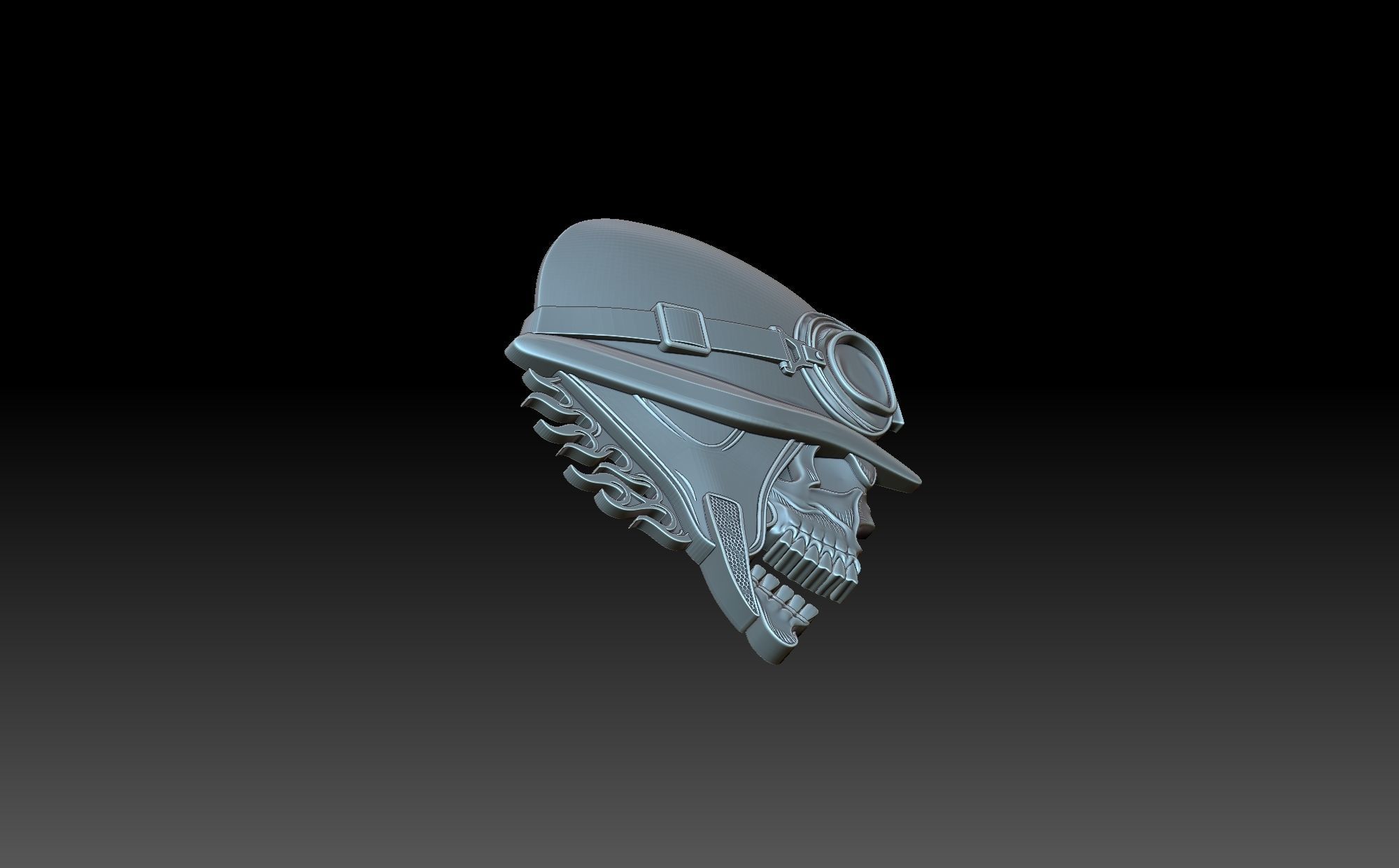 Skull in helmet 3D print model_7