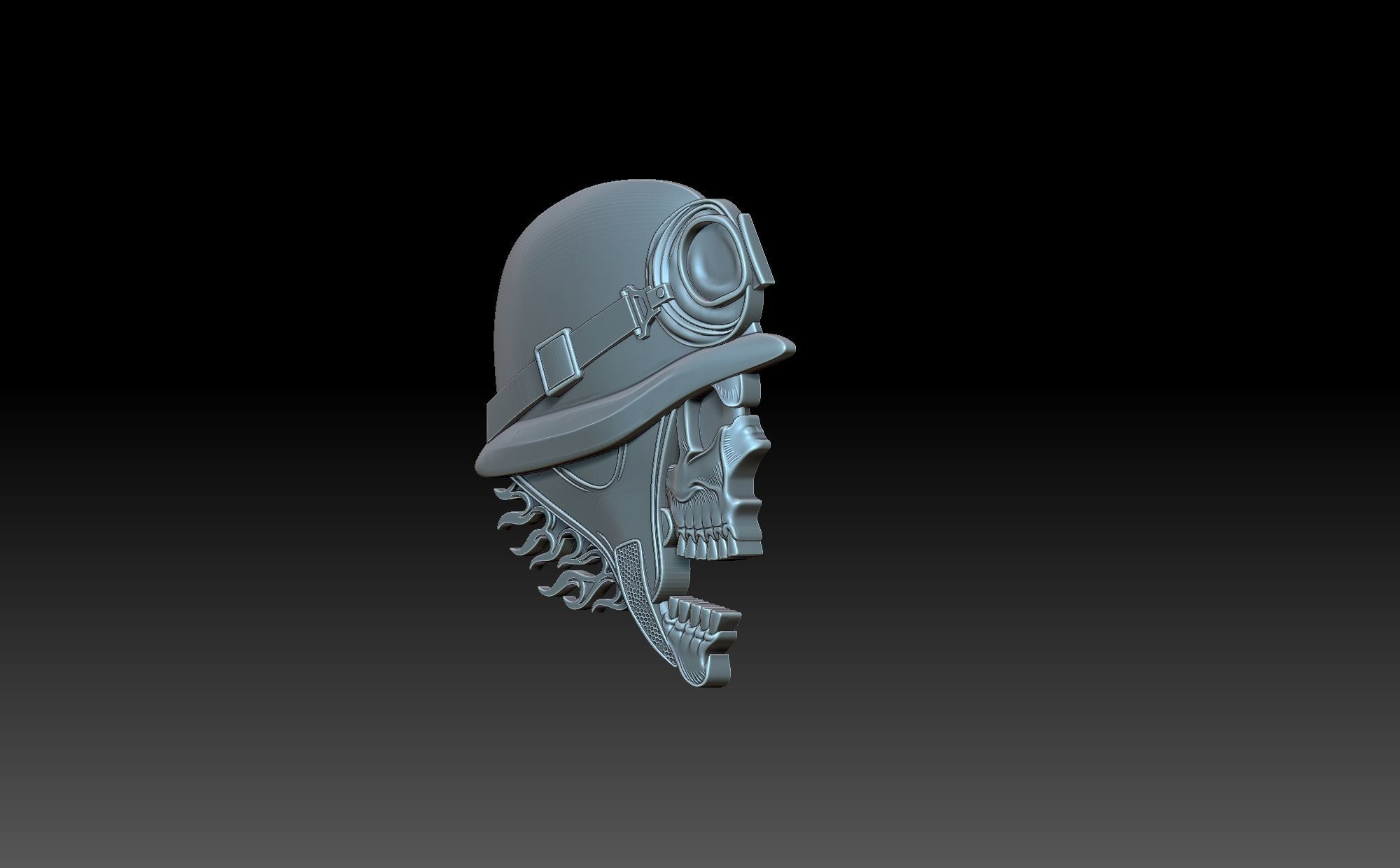 Skull in helmet 3D print model_1