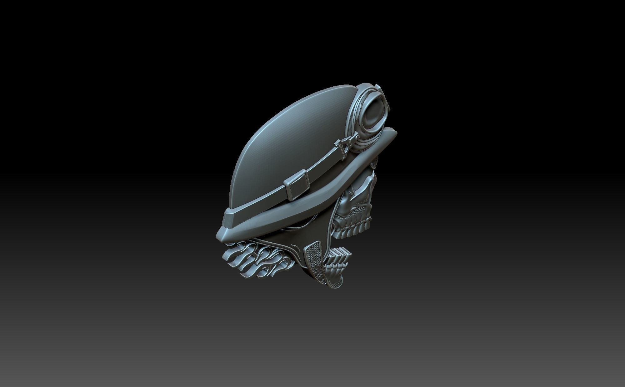 Skull in helmet 3D print model_8