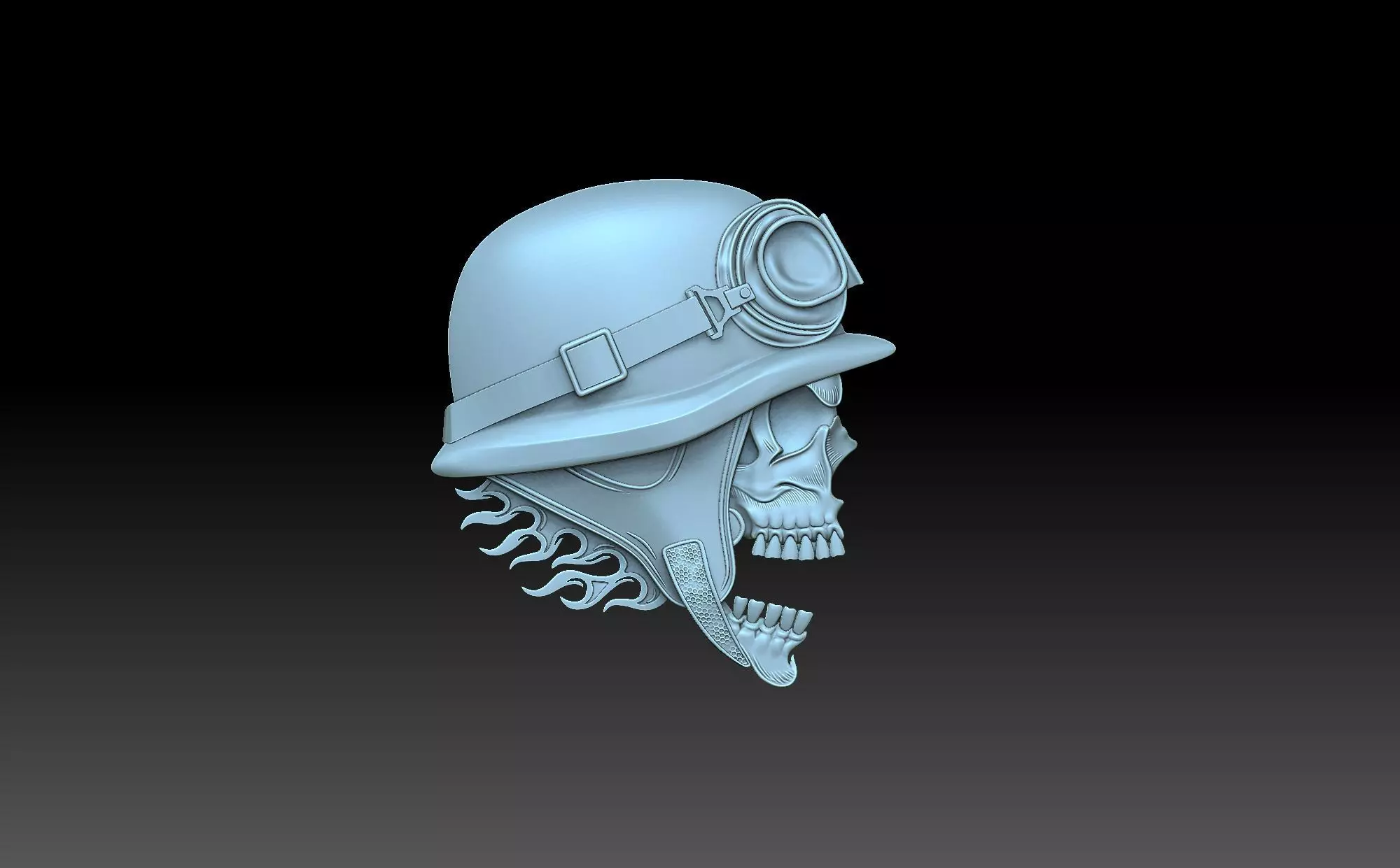 Skull in helmet 3D print model_0