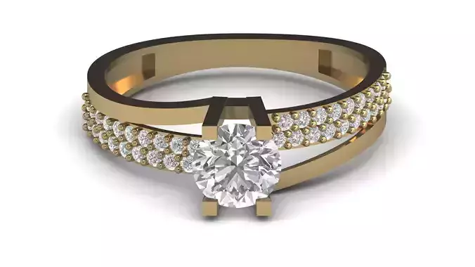 Single Stone Diamond Engagement Wedding Ring 3DM STL 45