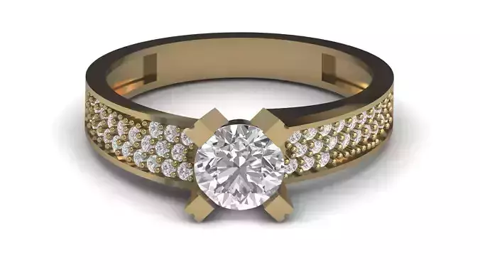 Single Stone Diamond Engagement Wedding Ring 3DM 44 3D print model
