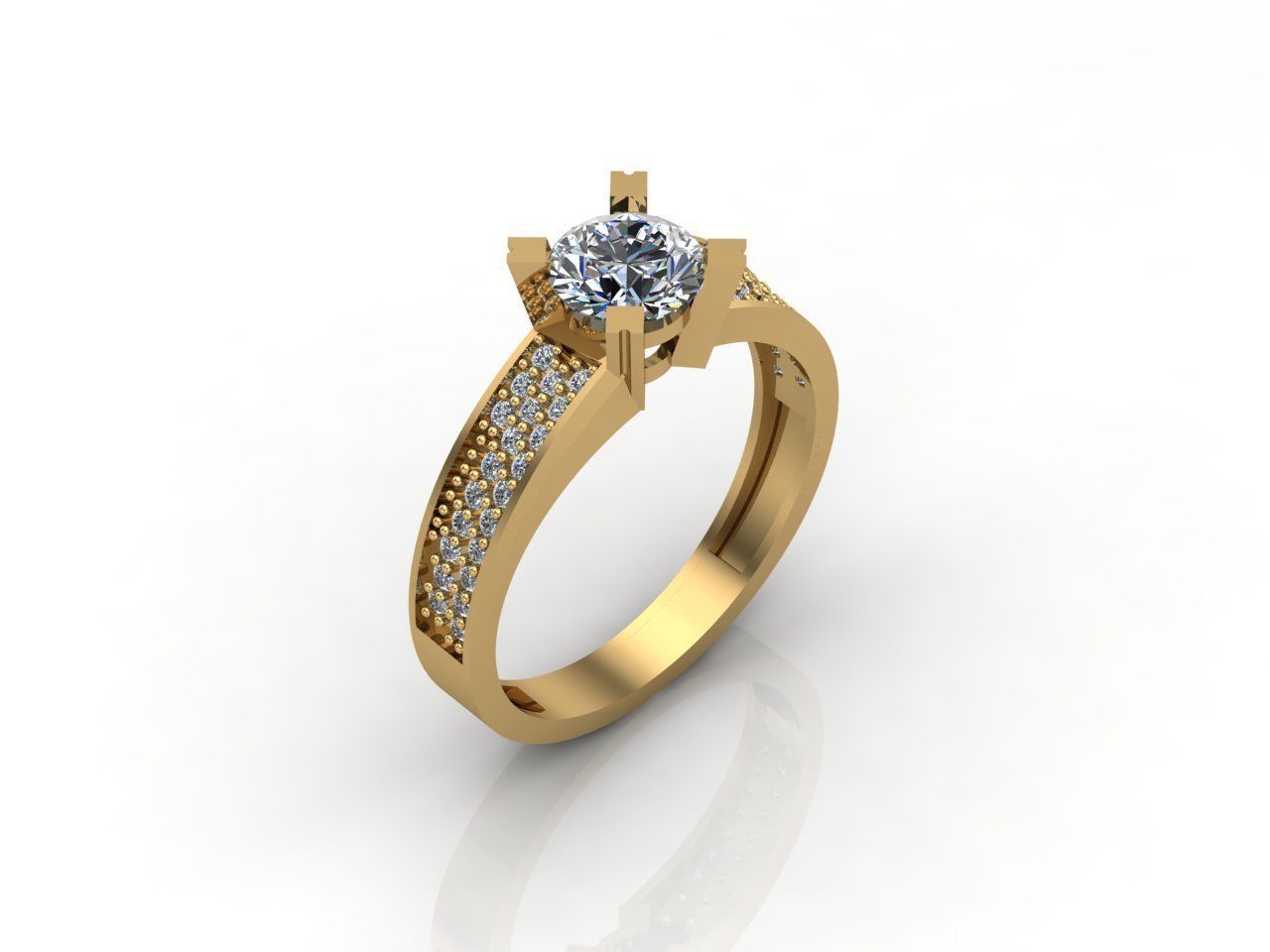 Single Stone Diamond Engagement Wedding Ring 3DM 44 3D print model_3