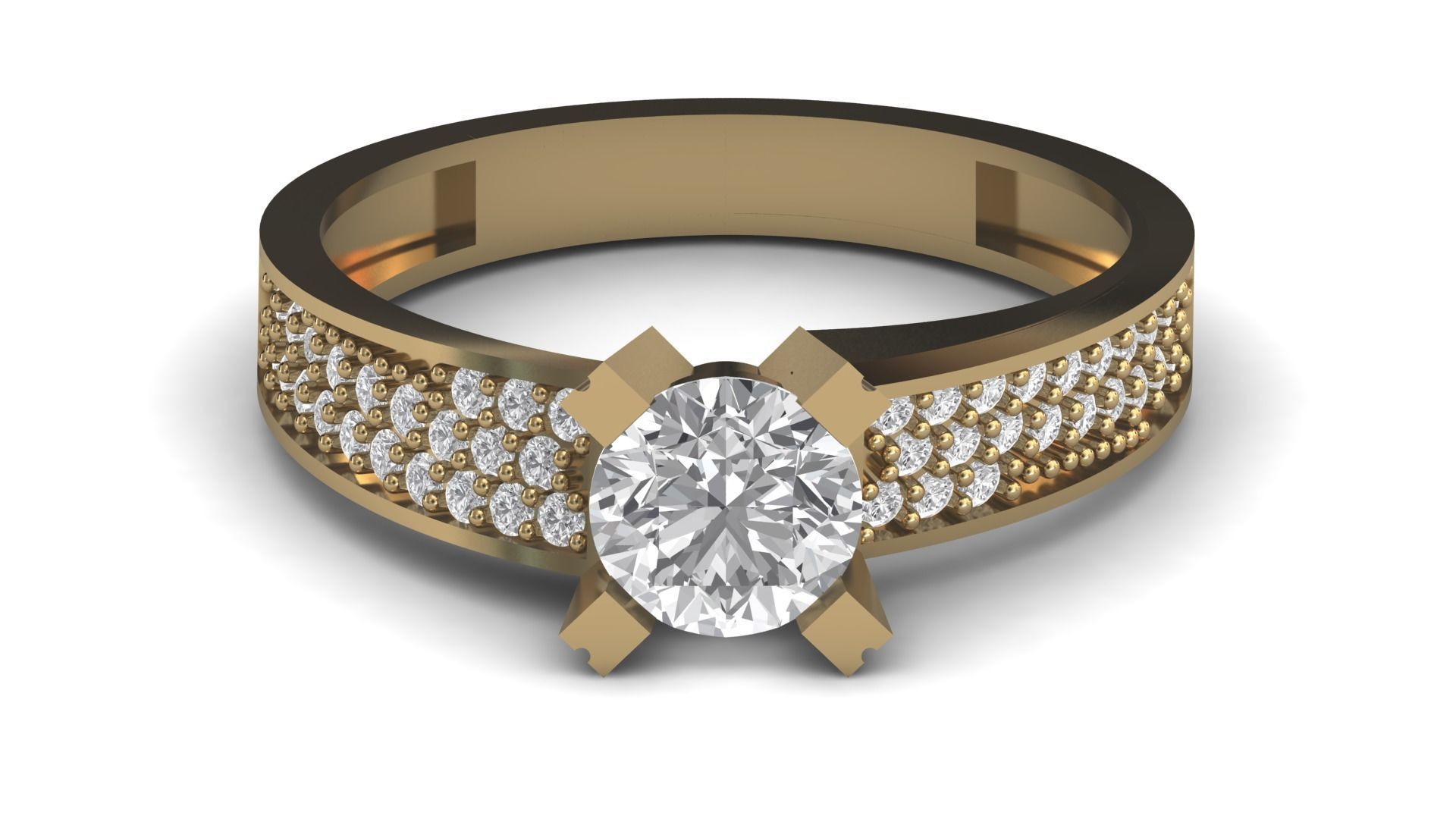 Single Stone Diamond Engagement Wedding Ring 3DM 44 3D print model_8