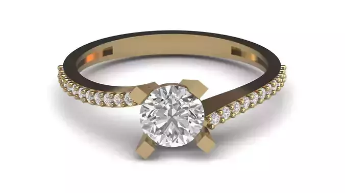Single Stone Diamond Engagement Wedding Ring 3DM STL 42