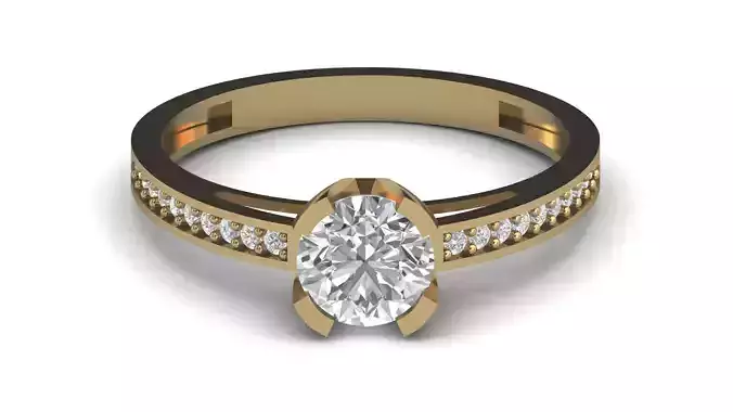 Single Stone Diamond Engagement Wedding Ring 3DM STL 41