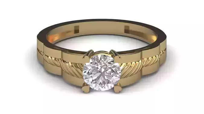 Single Stone Diamond Engagement Wedding Ring 3DM STL 4