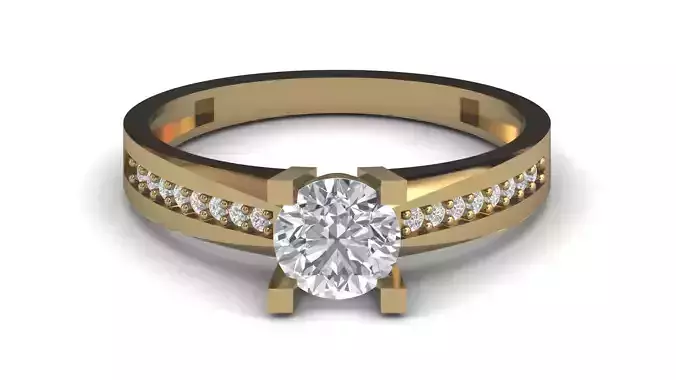 Single Stone Diamond Engagement Wedding Ring 3DM STL 39