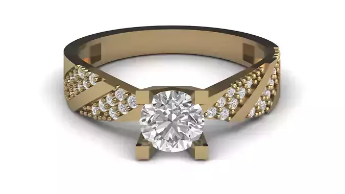 Single Stone Diamond Engagement Wedding Ring 3DM STL 38