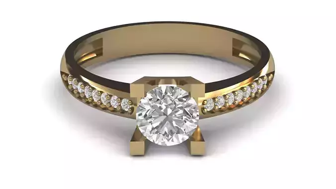 Single Stone Diamond Engagement Wedding Ring 3DM STL 37