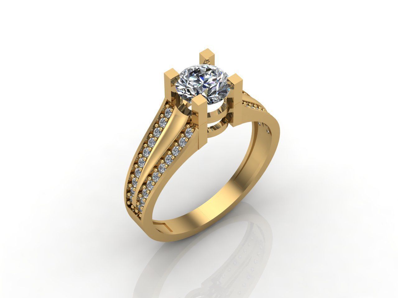 Single Stone Diamond Engagement Wedding Ring 3DM 36 3D print model_3