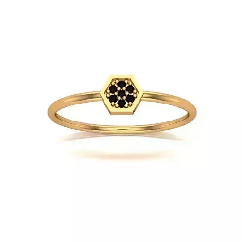 Jewelry hexagonal gold ring with onyx