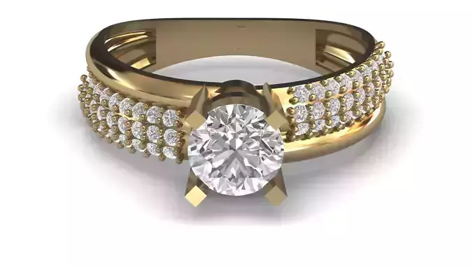 Single Stone Diamond Engagement Wedding Ring 3DM STL 35