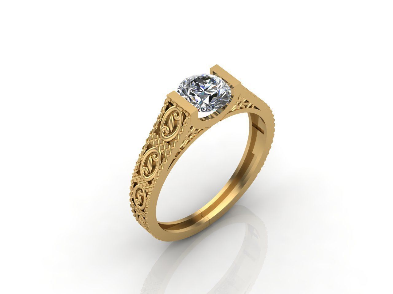 Single Stone Diamond Engagement Wedding Ring 3DM 34 3D print model_3