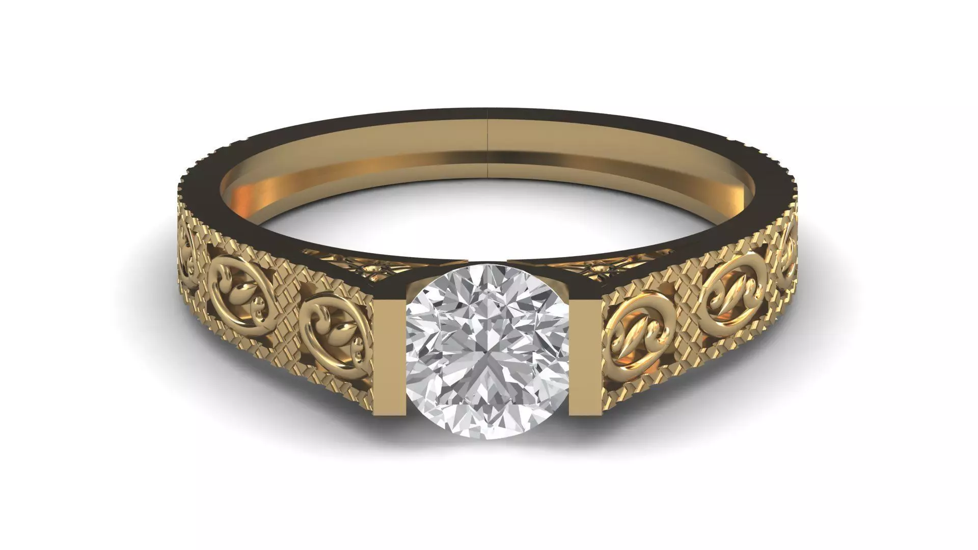 Single Stone Diamond Engagement Wedding Ring 3DM 34 3D print model_0