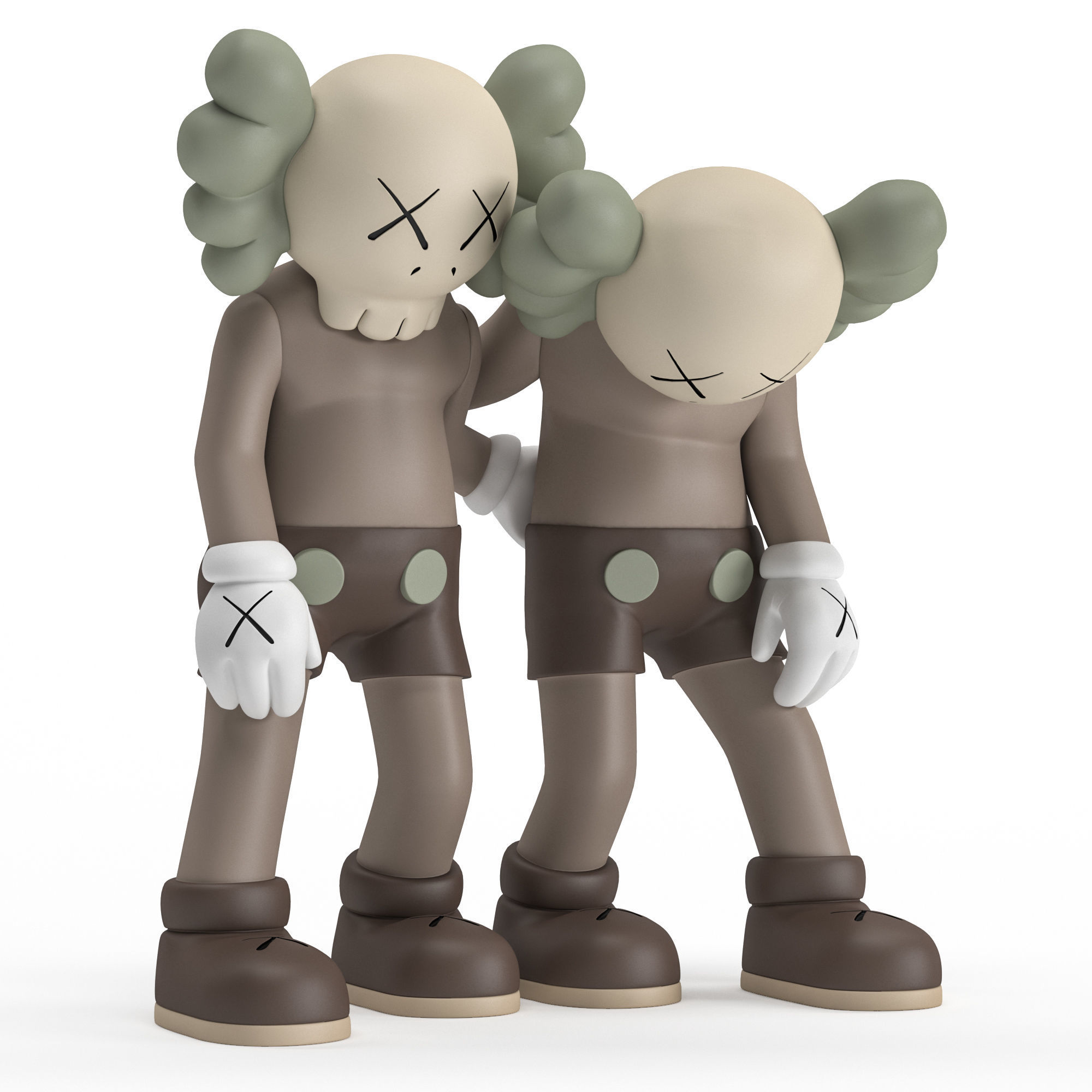 Kaws 1 two kawaii figurines 3D model_4