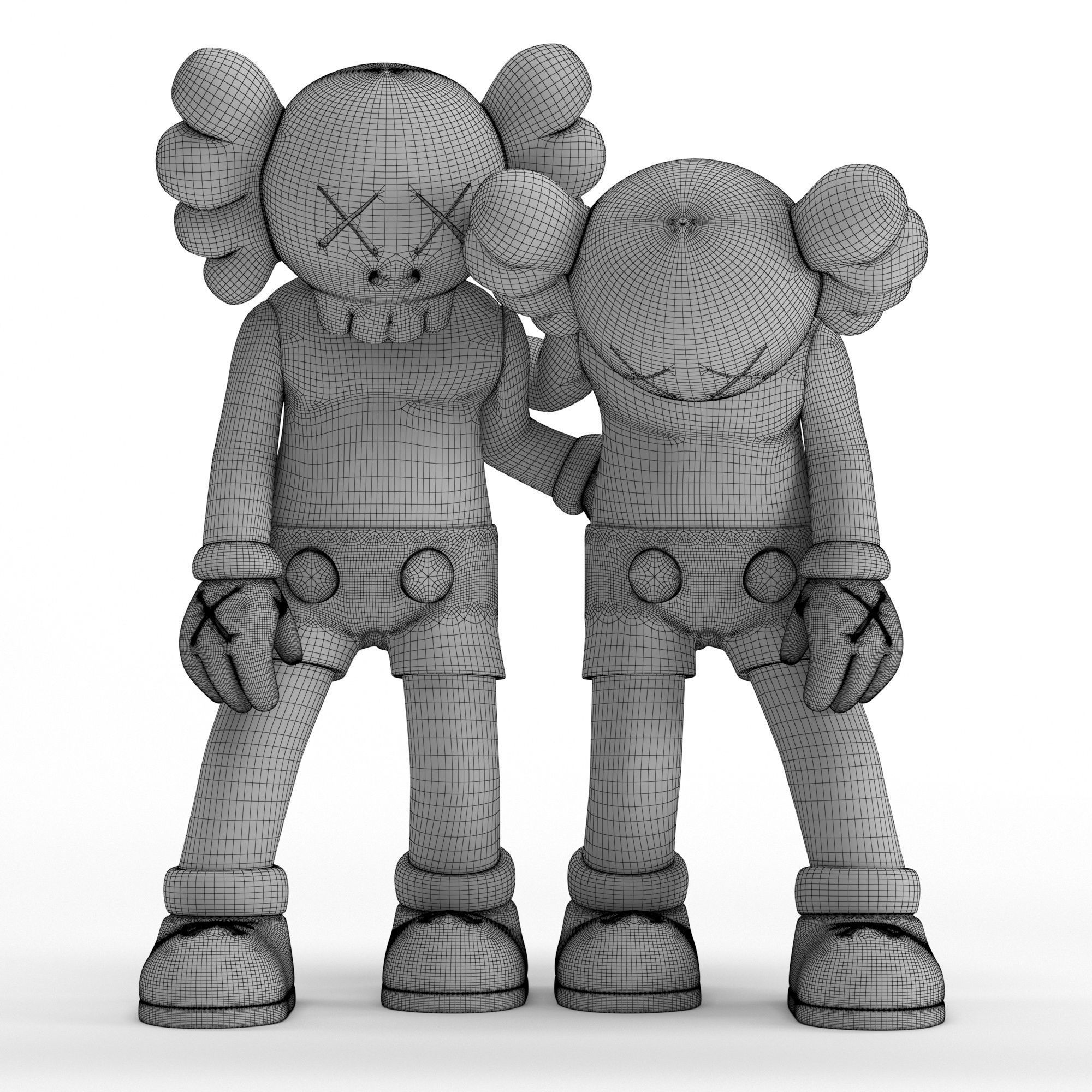 Kaws 1 two kawaii figurines 3D model_6