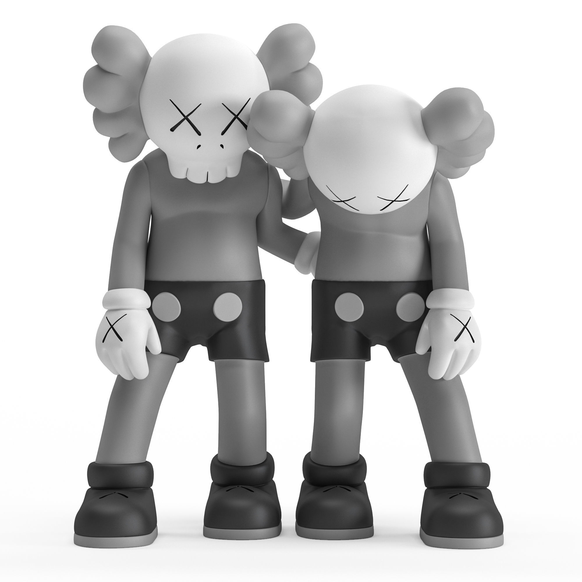 Kaws 1 two kawaii figurines 3D model_2