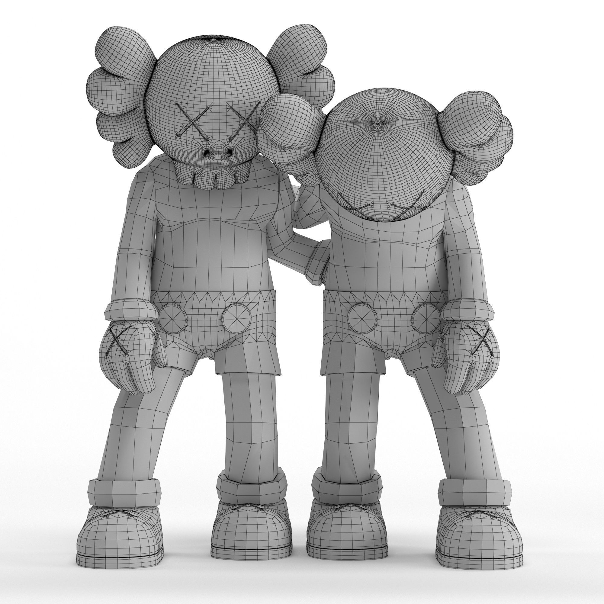 Kaws 1 two kawaii figurines 3D model_7