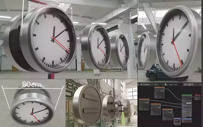 Station Clock Remastered Low-poly 3D model