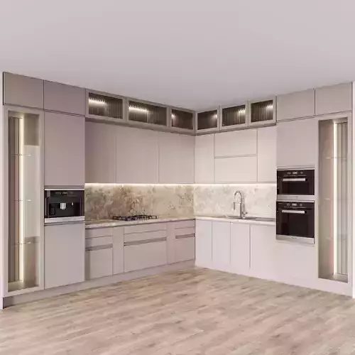 Kitchen004 kitchen with cabinets and wood floors Low-poly 3D model