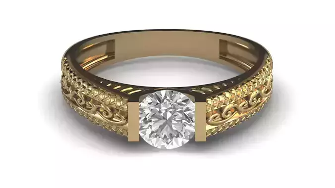 Single Stone Diamond Engagement Wedding Ring 3DM STL 31