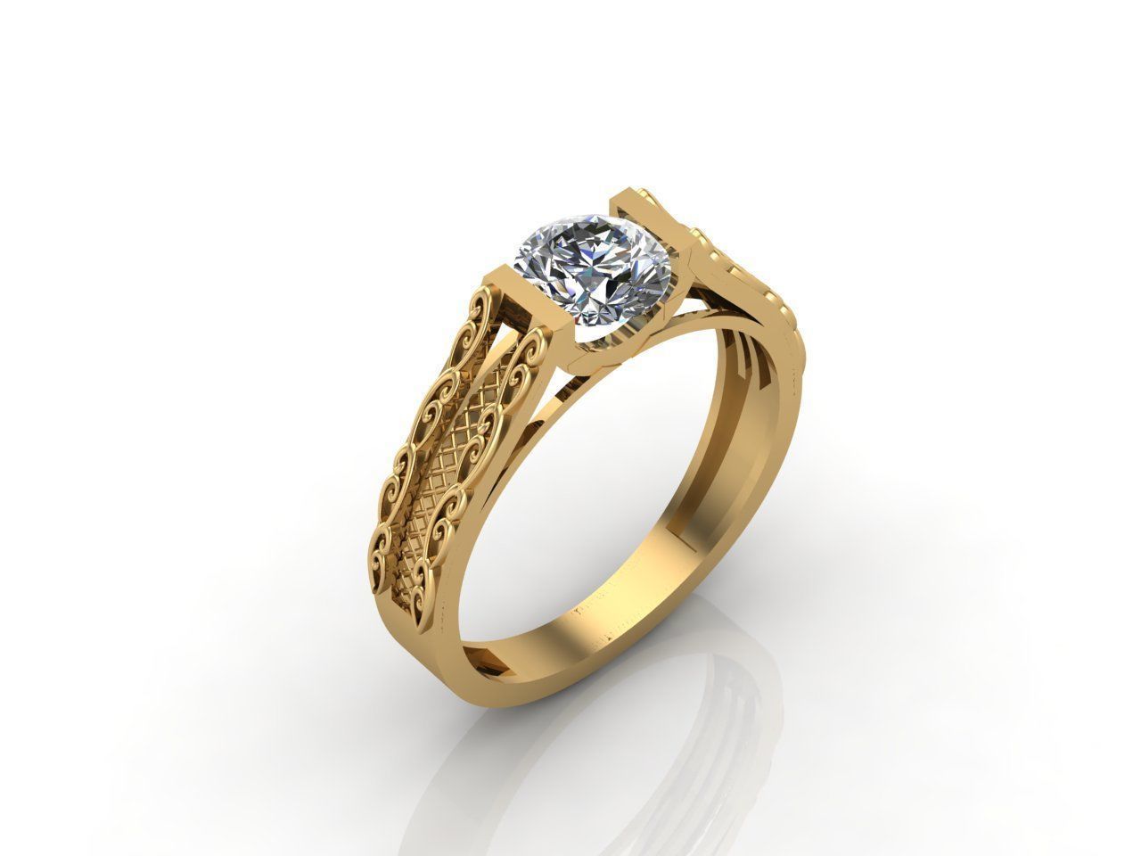 Single Stone Diamond Engagement Wedding Ring 3DM 30 3D print model_4