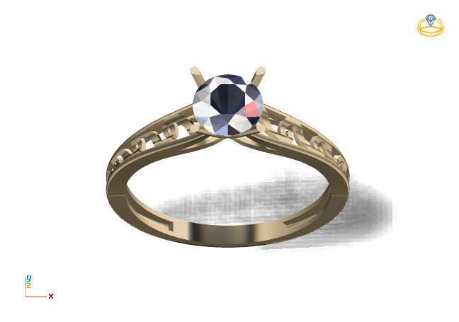 Single Stone Diamond Engagement Wedding Ring 3DM 3 3D print model_6